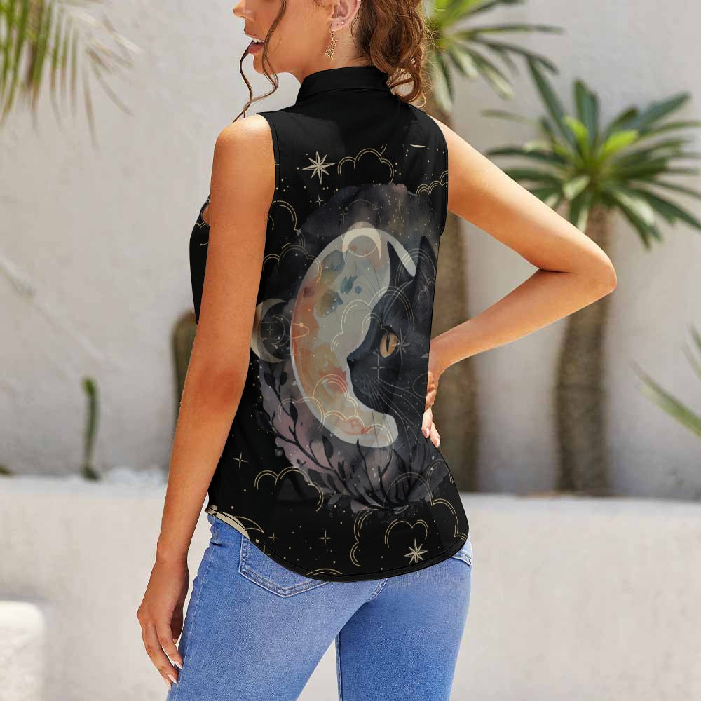 Black Cat Sleeveless Top