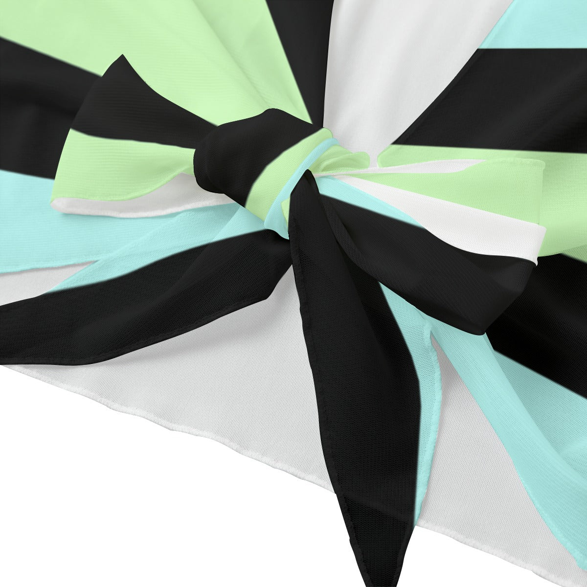 Blue Green Black Pastel Goth Striped Bow Knot Women’s Blouse- Cropped Top