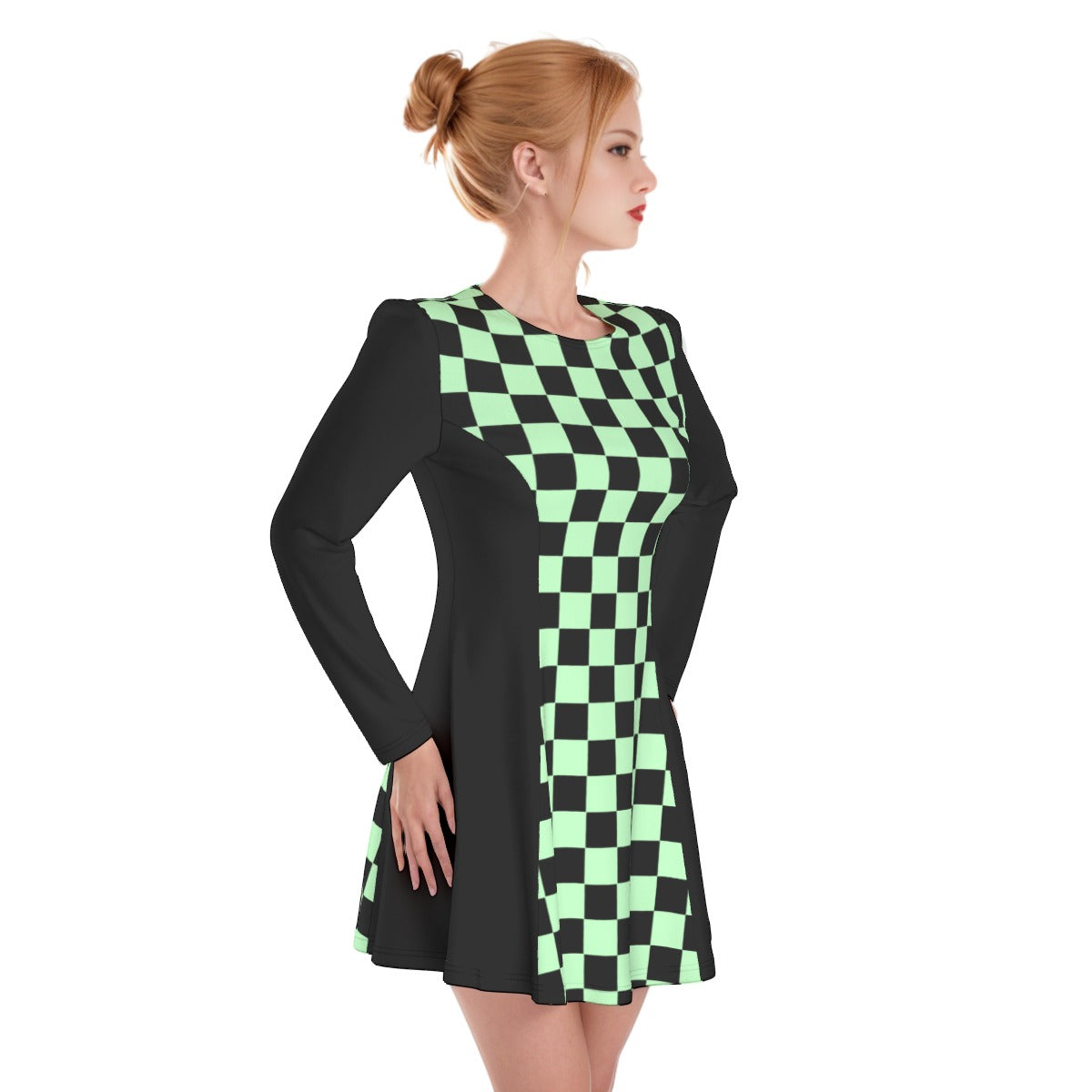 Pastel Checkered Dress - Green