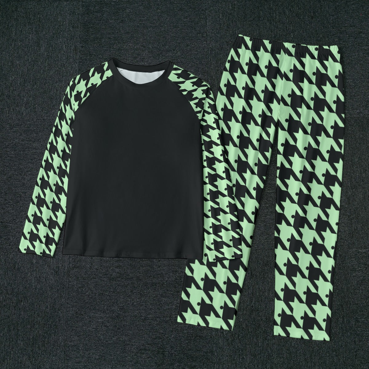 Houndstooth Pajamas - Pastel Green