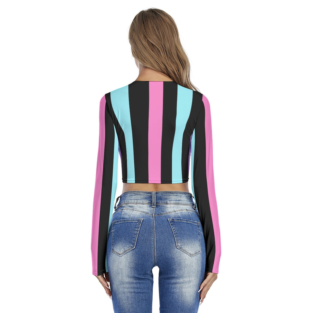 Multicolor Striped Crop Top T-Shirt