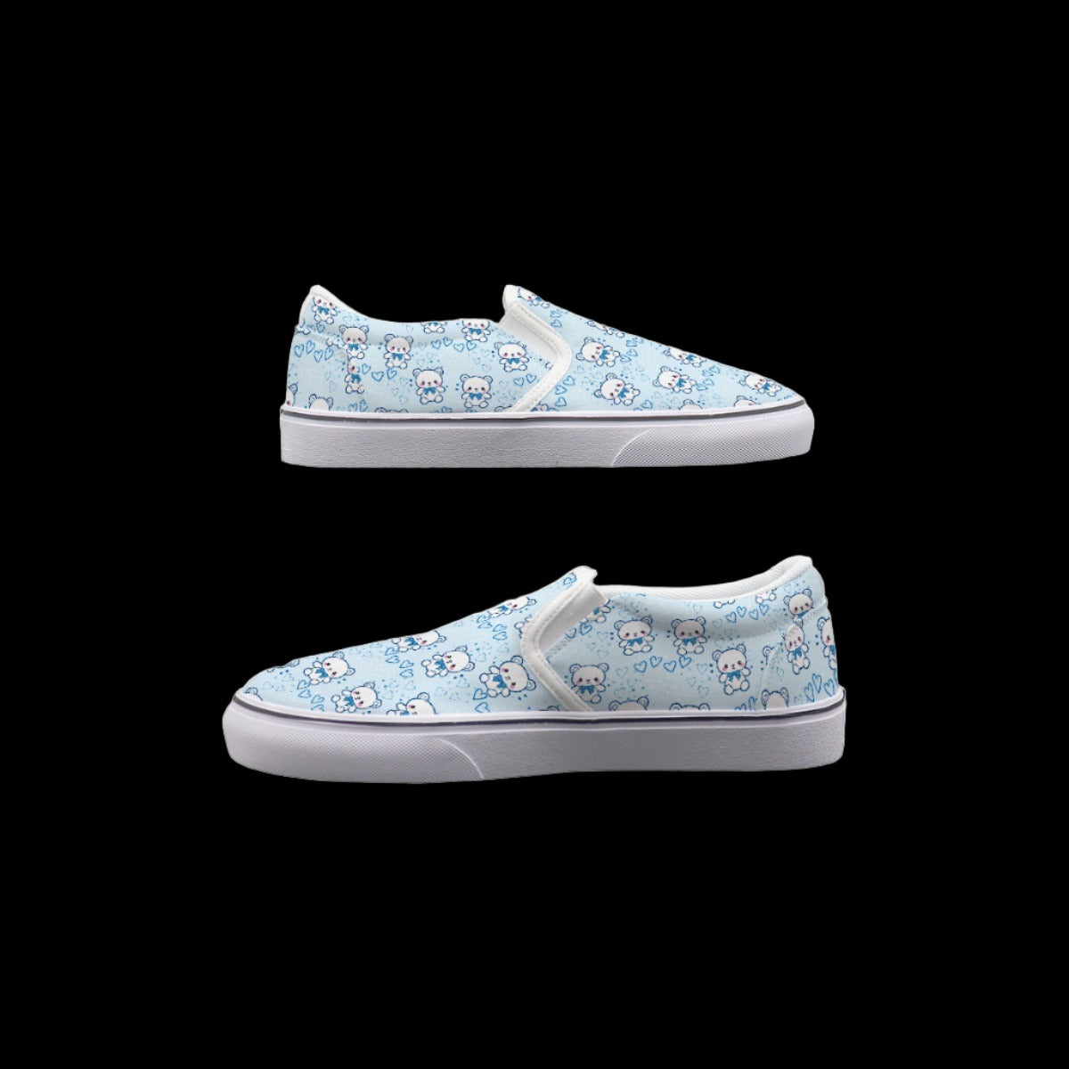 Baby Blue Teddy Bear Slip On Sneakers