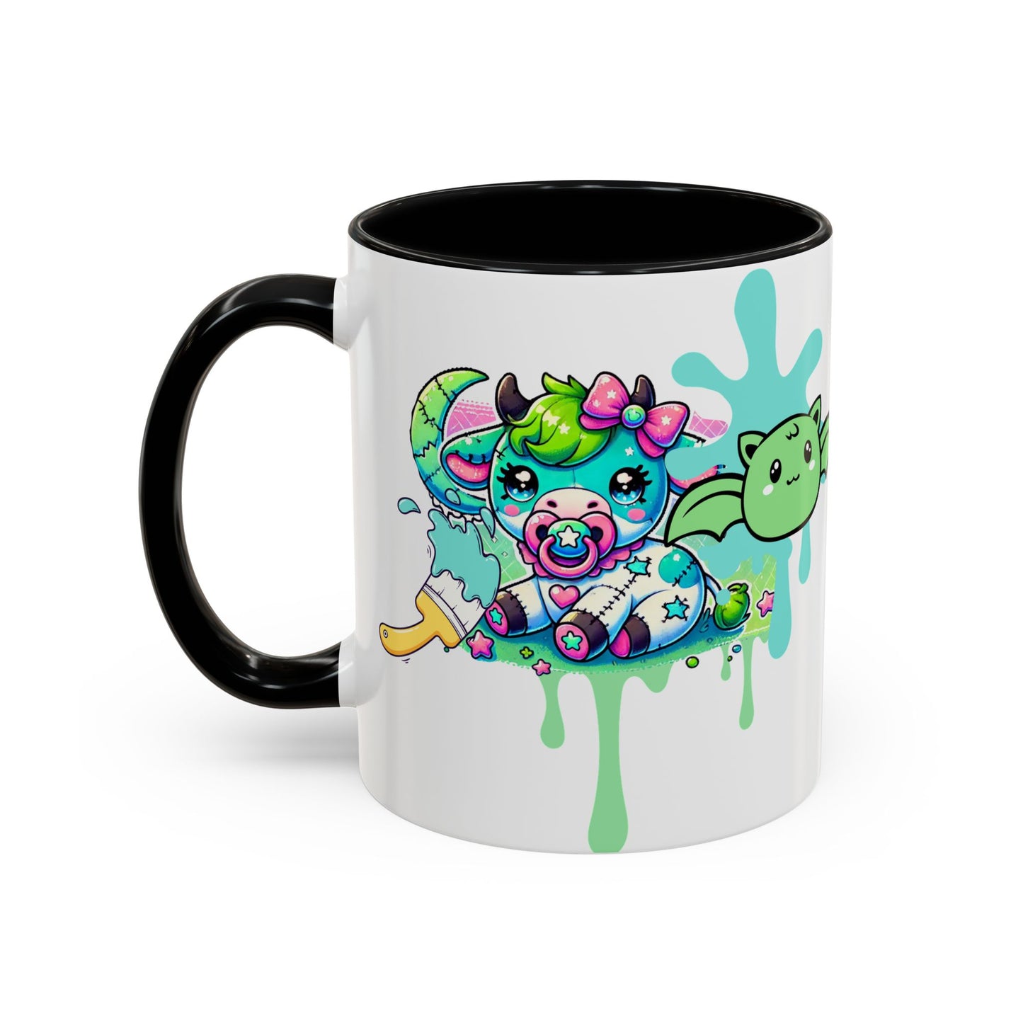 Kawaii Pastel Goth DDLG Gift Mug - Cow & Bat Paintbrush - Personalized