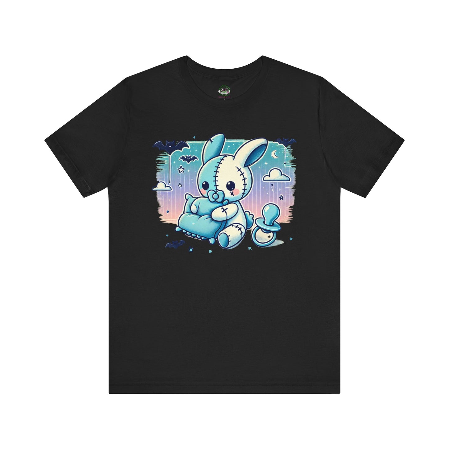 Kawaii Pastel Goth Shirt - Blue / White Bunny Pacifier