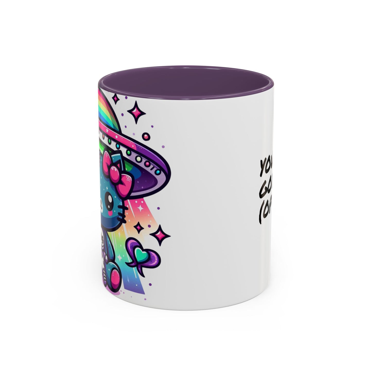 Kawaii Gift Mug - Vibrant Neon UFO Kitty - Personalized