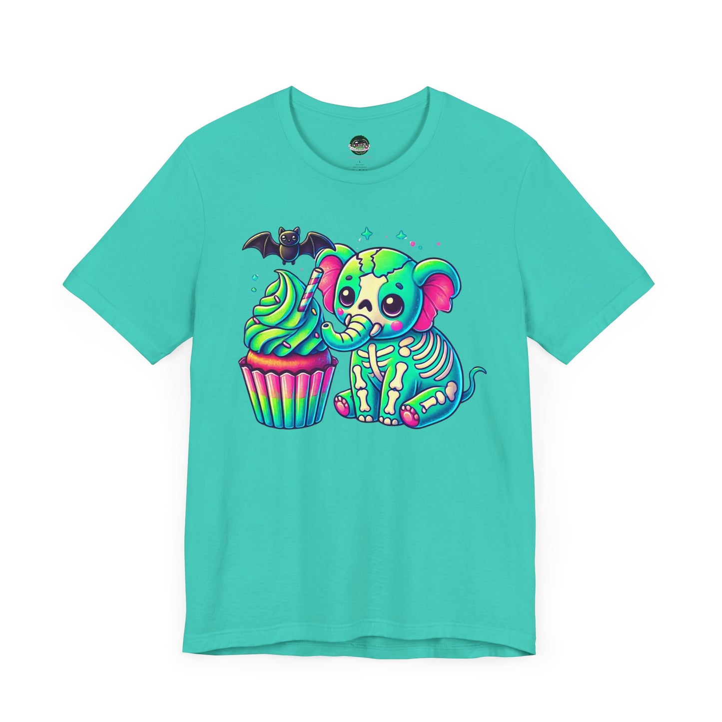 Kawaii Pastel Goth Shirt - Skeleton Elephant w/ Cupcake