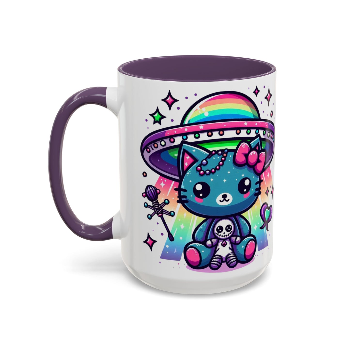 Kawaii Gift Mug - Vibrant Neon UFO Kitty - Personalized