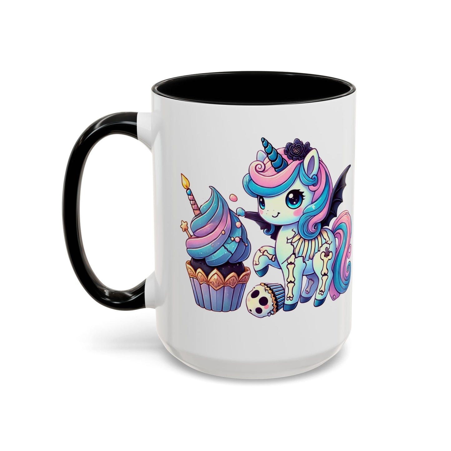 Kawaii Pastel Goth Birthday Gift Mug - Unicorn & Cupcake w/ Candle- Personalized Gift