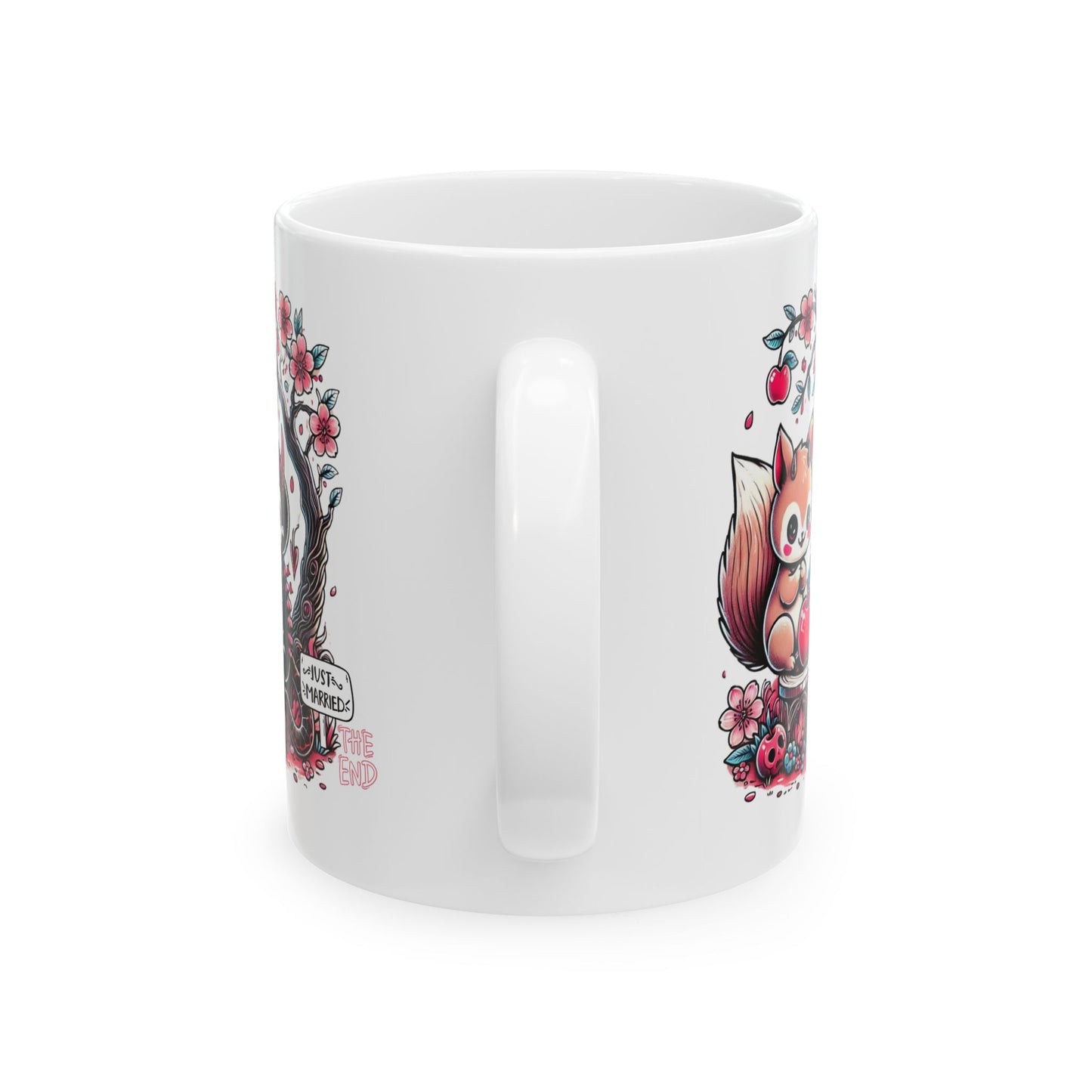 Kawaii Skeleton Animal Just Married Goth Ceramic Mug, (11oz, 15oz)