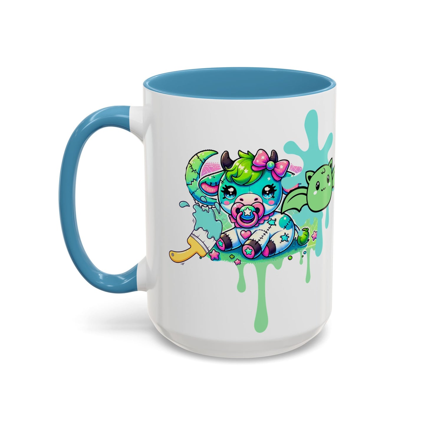 Kawaii Pastel Goth DDLG Gift Mug - Cow & Bat Paintbrush - Personalized