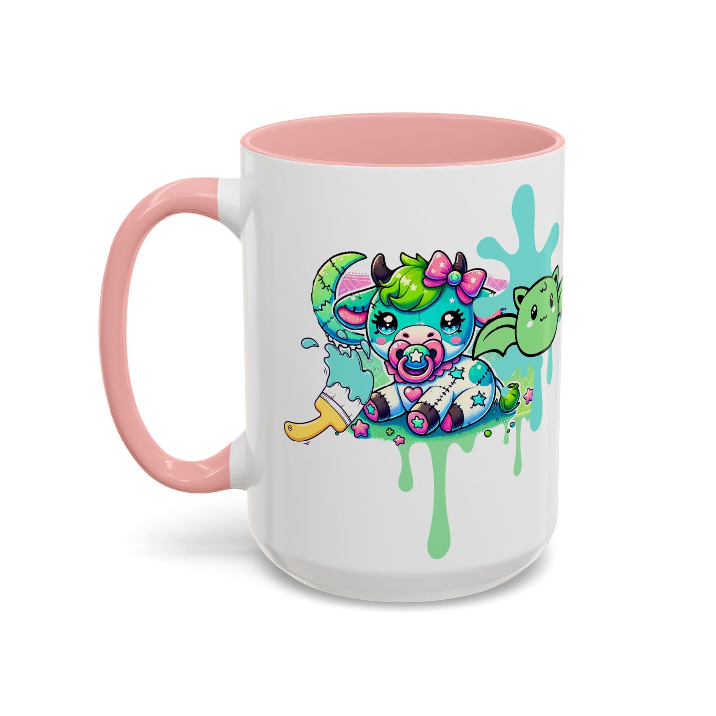 Kawaii Pastel Goth DDLG Gift Mug - Cow & Bat Paintbrush - Personalized