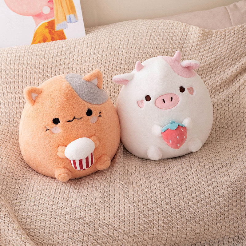 Strawberry Cow Plushie - Pink Cow Plush Toy
