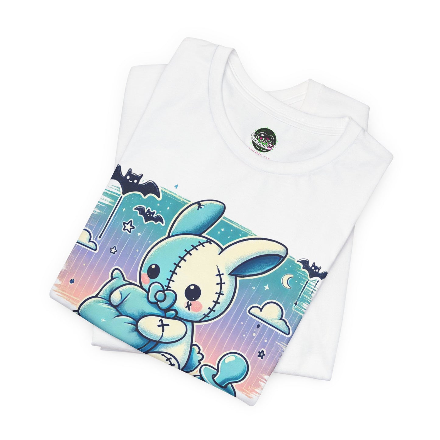 Kawaii Pastel Goth Shirt - Blue / White Bunny Pacifier