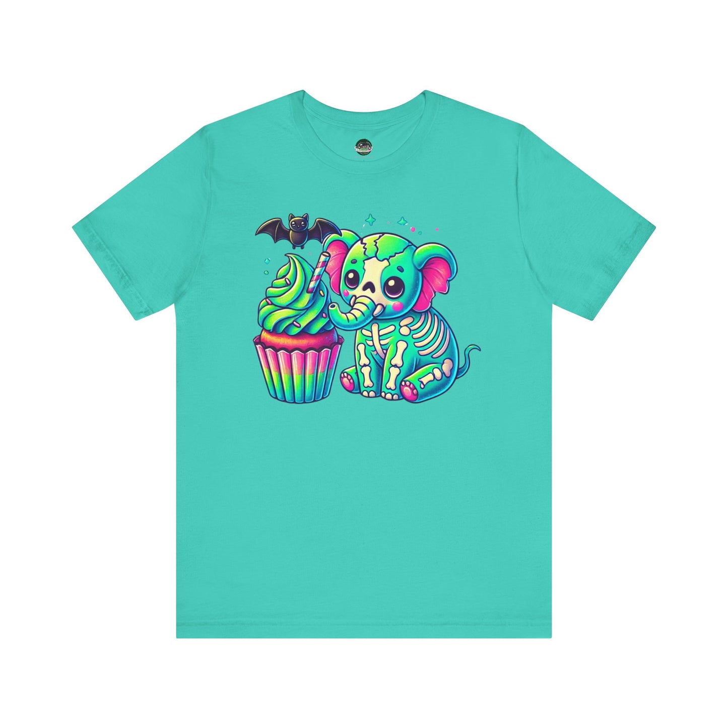 Kawaii Pastel Goth Shirt - Skeleton Elephant w/ Cupcake