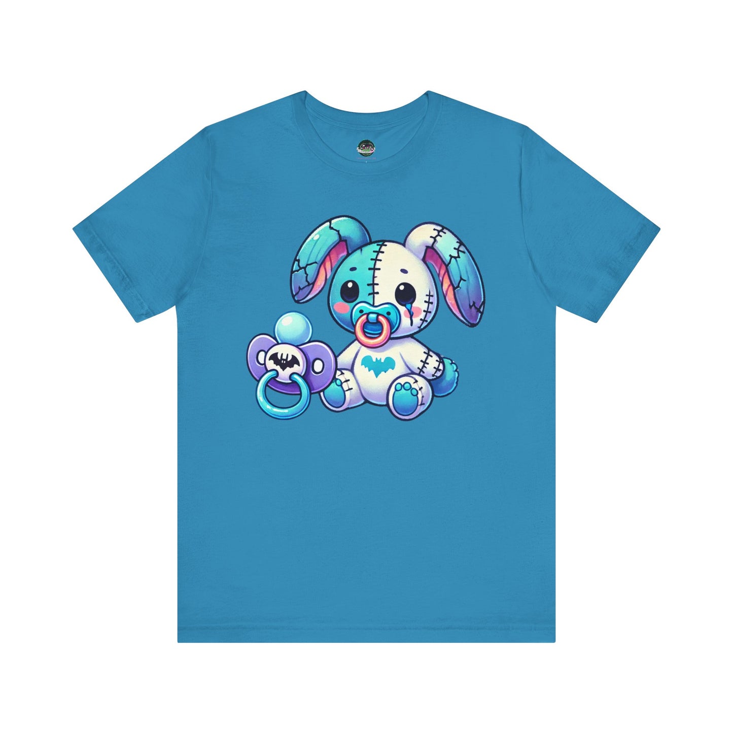 Kawaii Pastel Goth Shirt - Stitched Bunny w/ Bat Pacifier