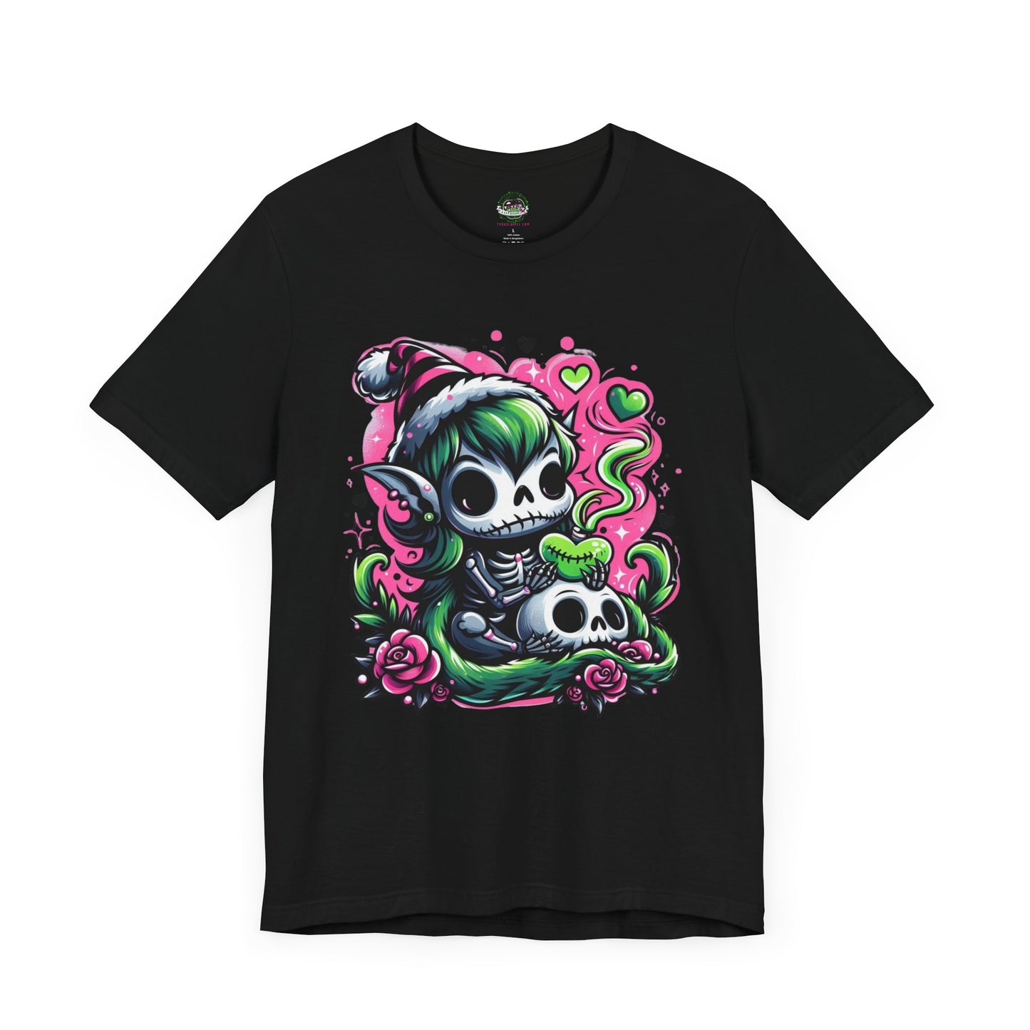 Neon Punk Gremlin Tee with Stitched Heart Design - T-Shirt