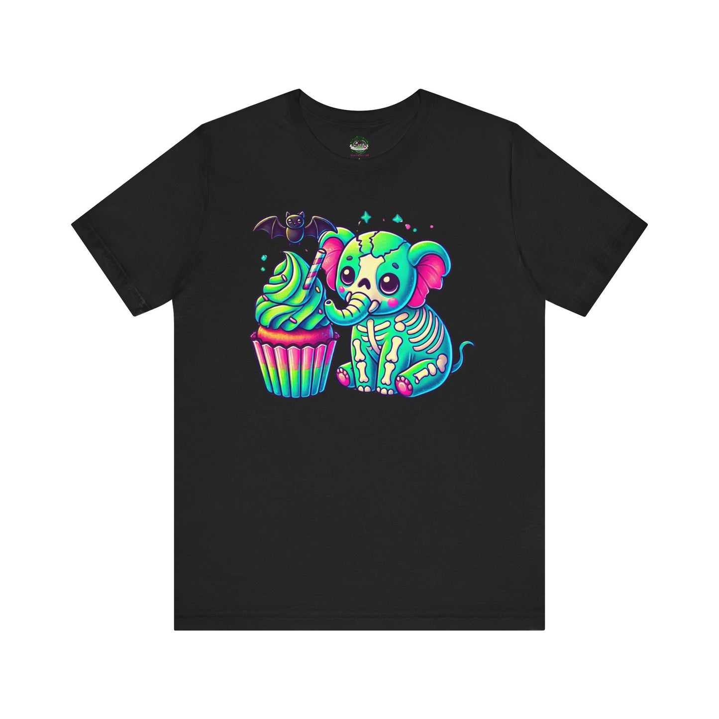 Kawaii Pastel Goth Shirt - Skeleton Elephant w/ Cupcake
