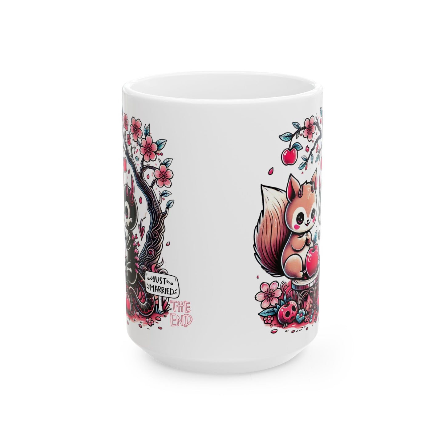 Kawaii Skeleton Animal Just Married Goth Ceramic Mug, (11oz, 15oz)