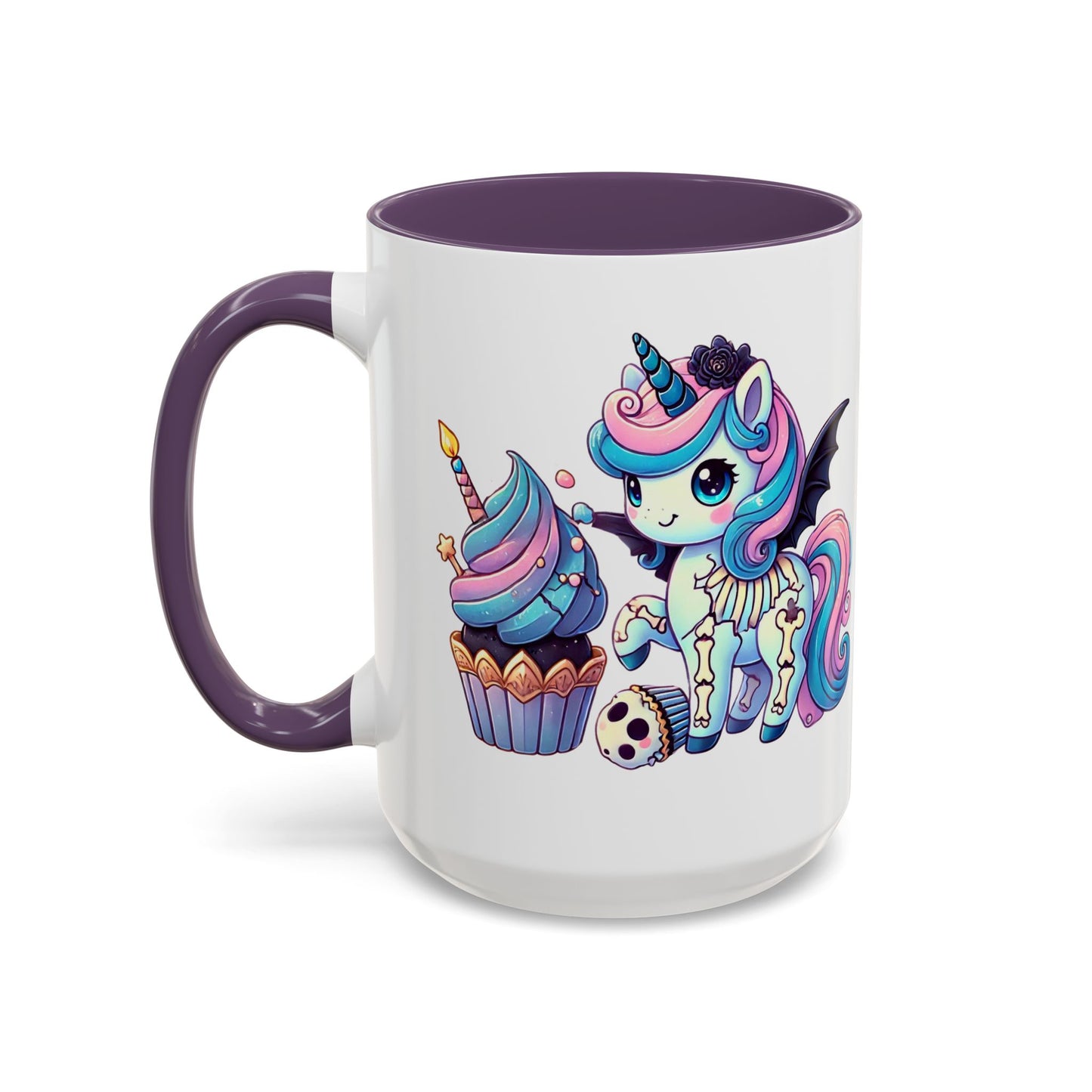 Kawaii Pastel Goth Birthday Gift Mug - Unicorn & Cupcake w/ Candle- Personalized Gift