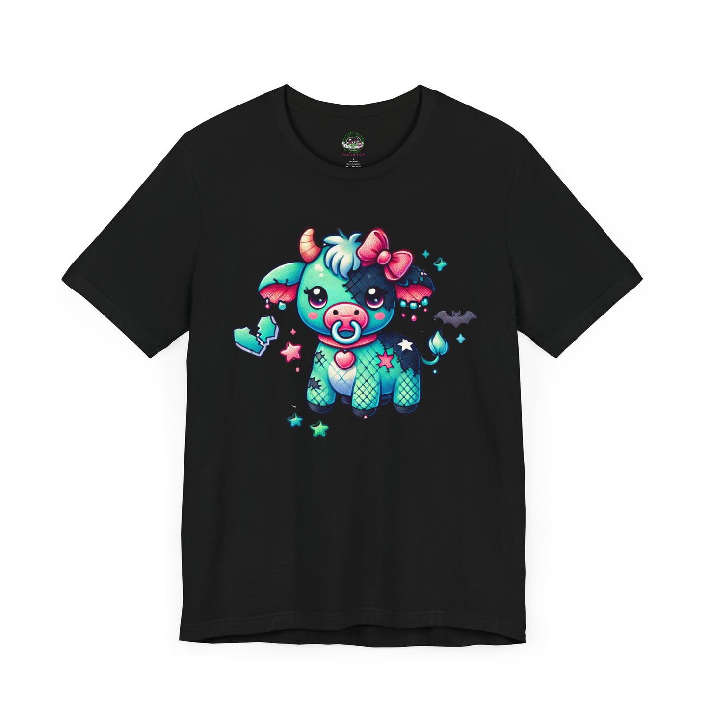Kawaii Goth T-Shirt - Teal / Pink Cow Pacifier
