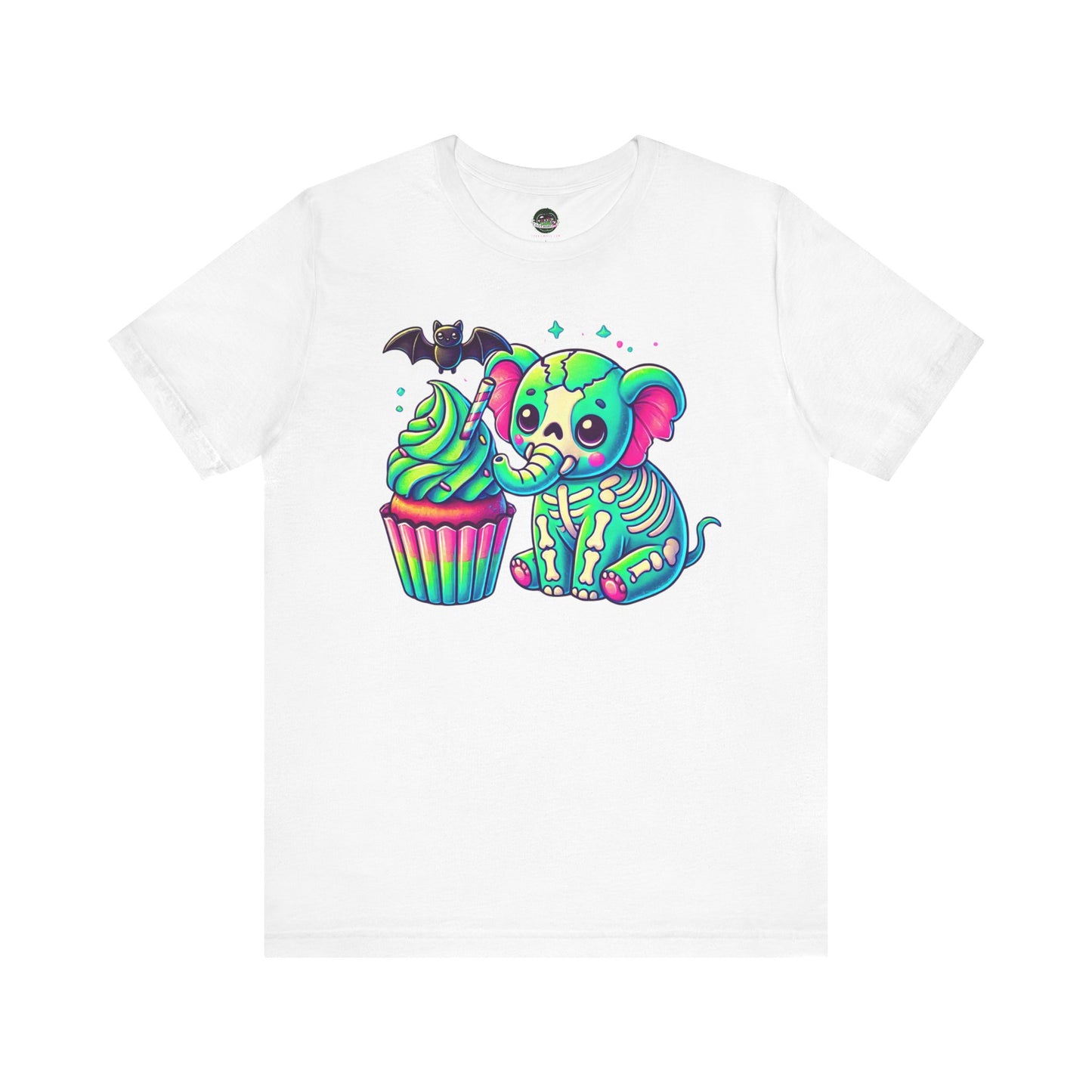 Kawaii Pastel Goth Shirt - Skeleton Elephant w/ Cupcake