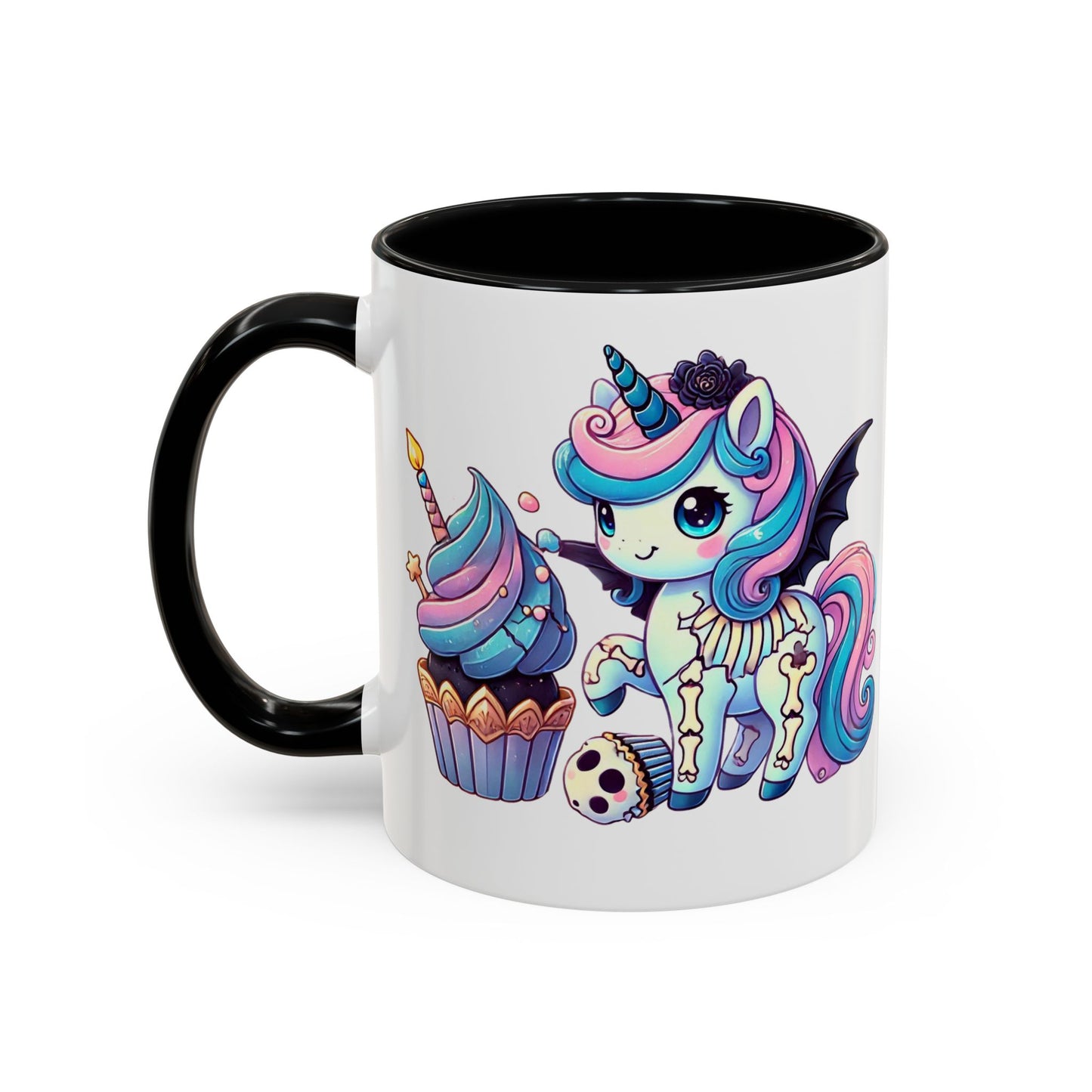 Kawaii Pastel Goth Birthday Gift Mug - Unicorn & Cupcake w/ Candle- Personalized Gift