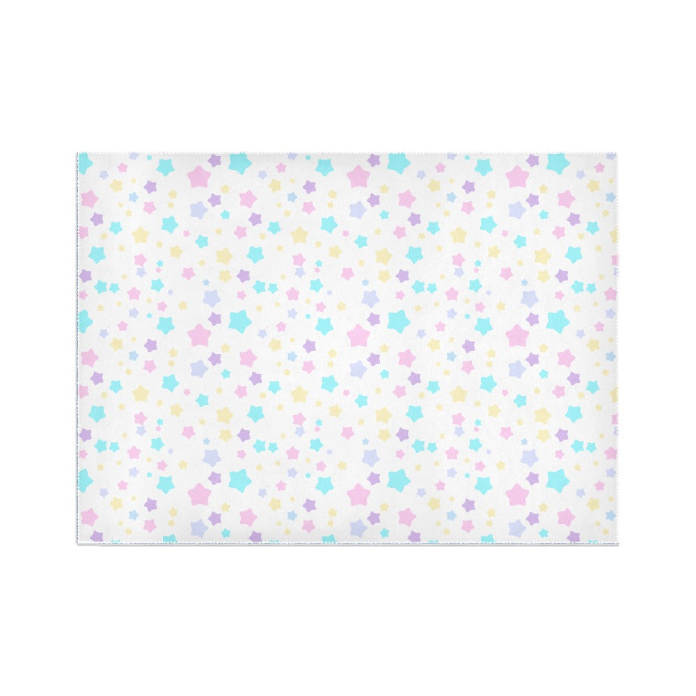 Pastel Rainbow Stars Area Rug 7’ x 5’ - White / ONESIZE