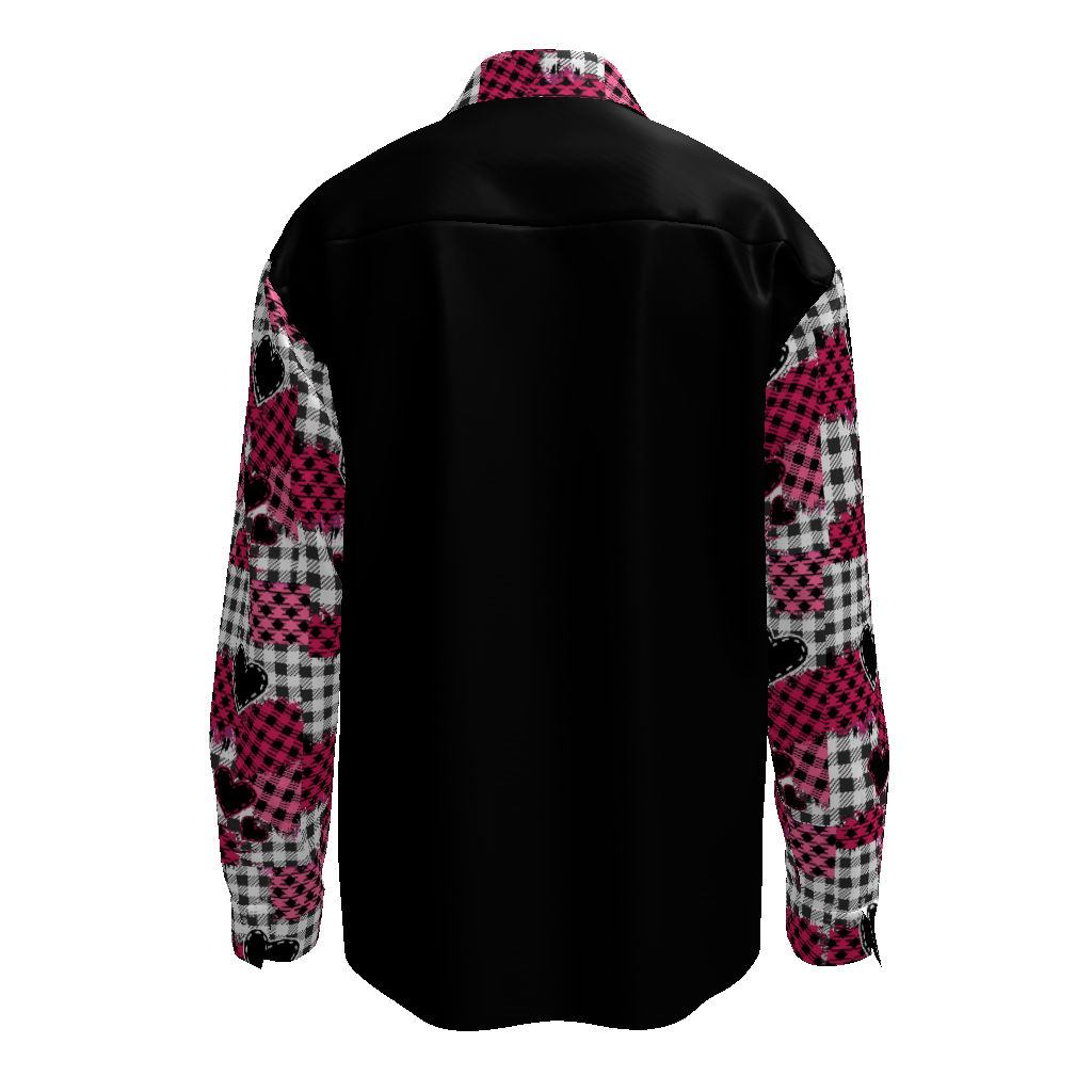 Pink Plaid Heart Button Up Long Sleeve Shirt