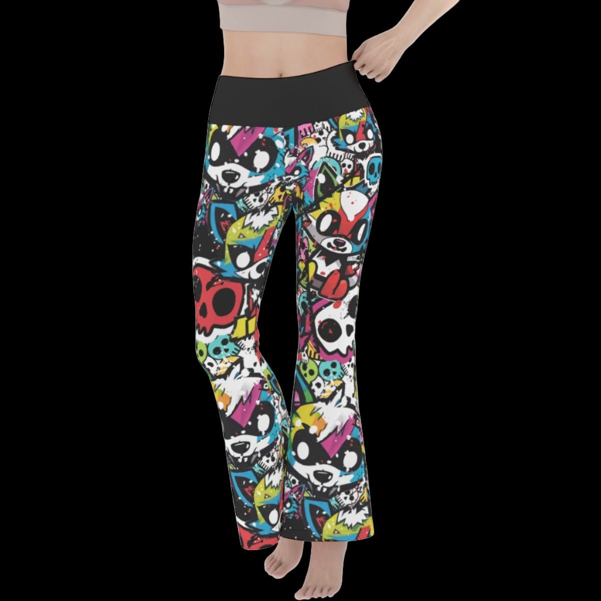 Graffiti Punk Wolf Women’s Flare Yoga Pants