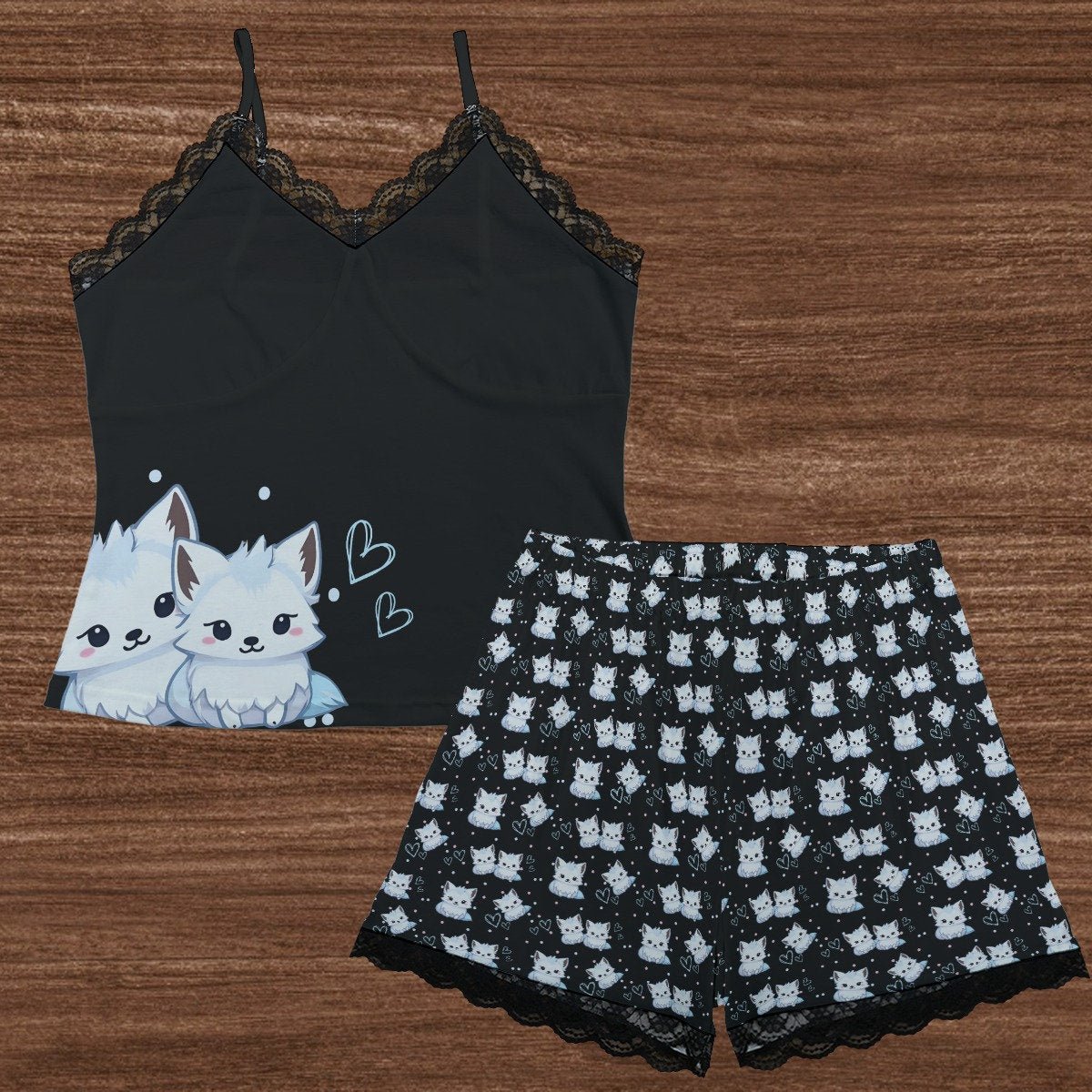 Kawaii Baby Arctic Fox Cami Pajamas Set