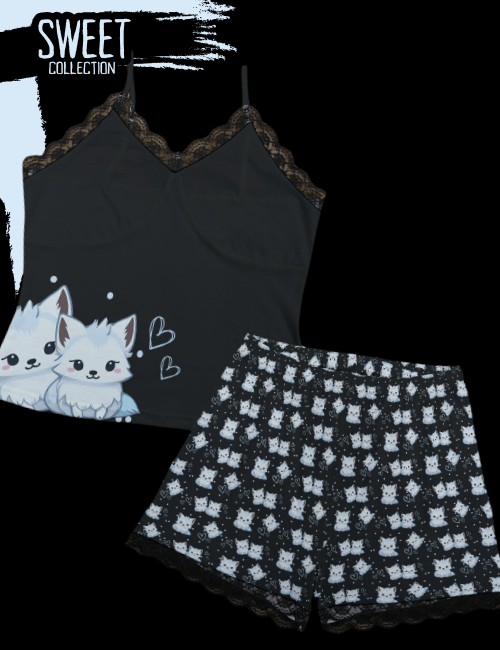 Kawaii Baby Arctic Fox Cami Pajamas Set