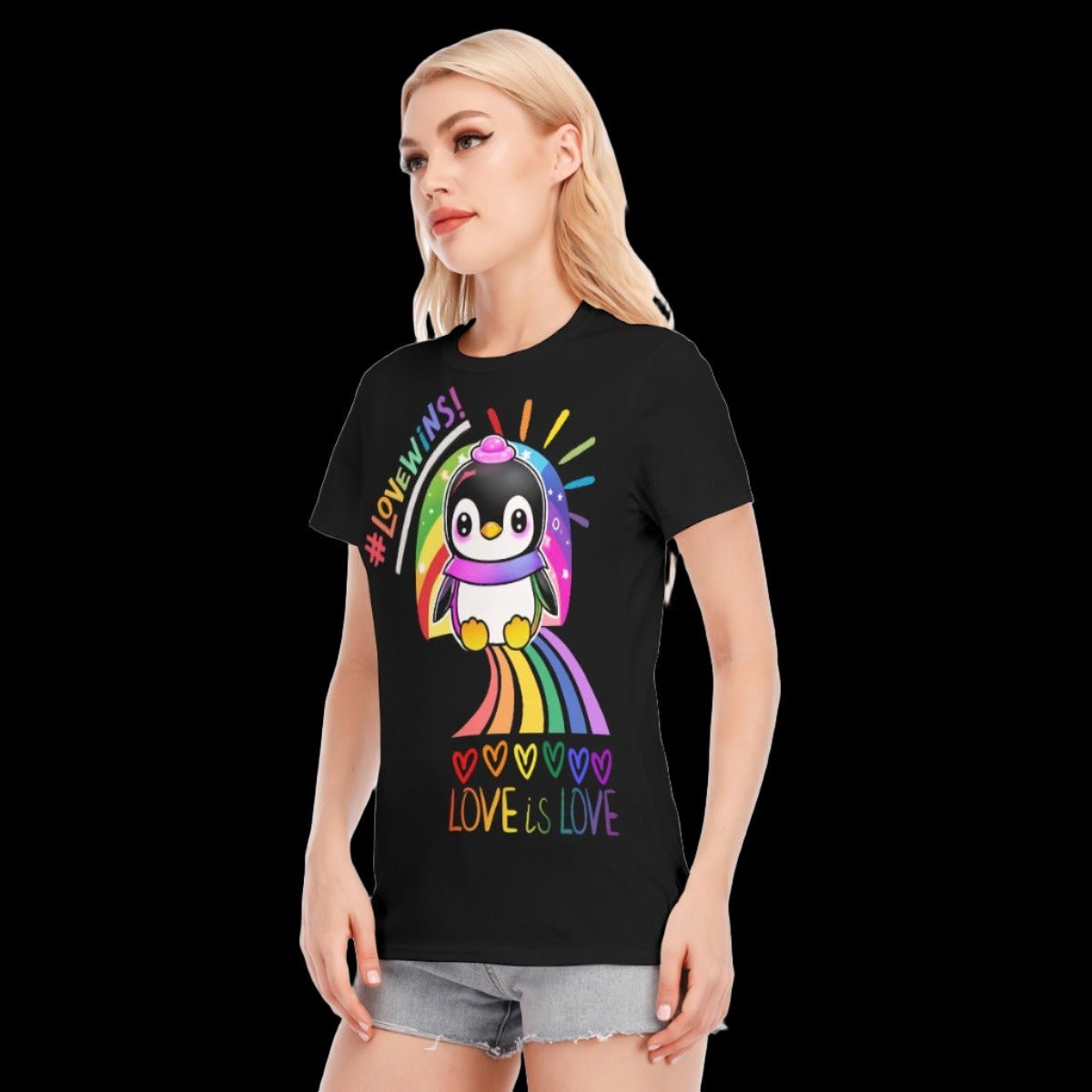 LGBTQ Penguin Love is Love Graphic T-Shirt
