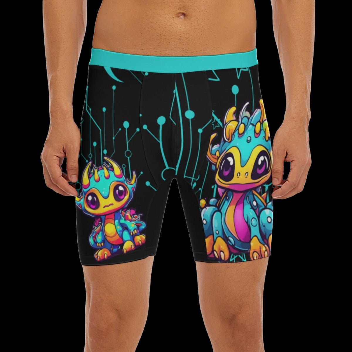 Neon Cyberpunk Dragon Men’s Long Boxer Briefs