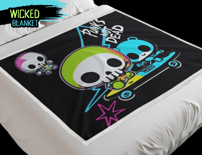 Neon Skater Skull Punks Not Dead