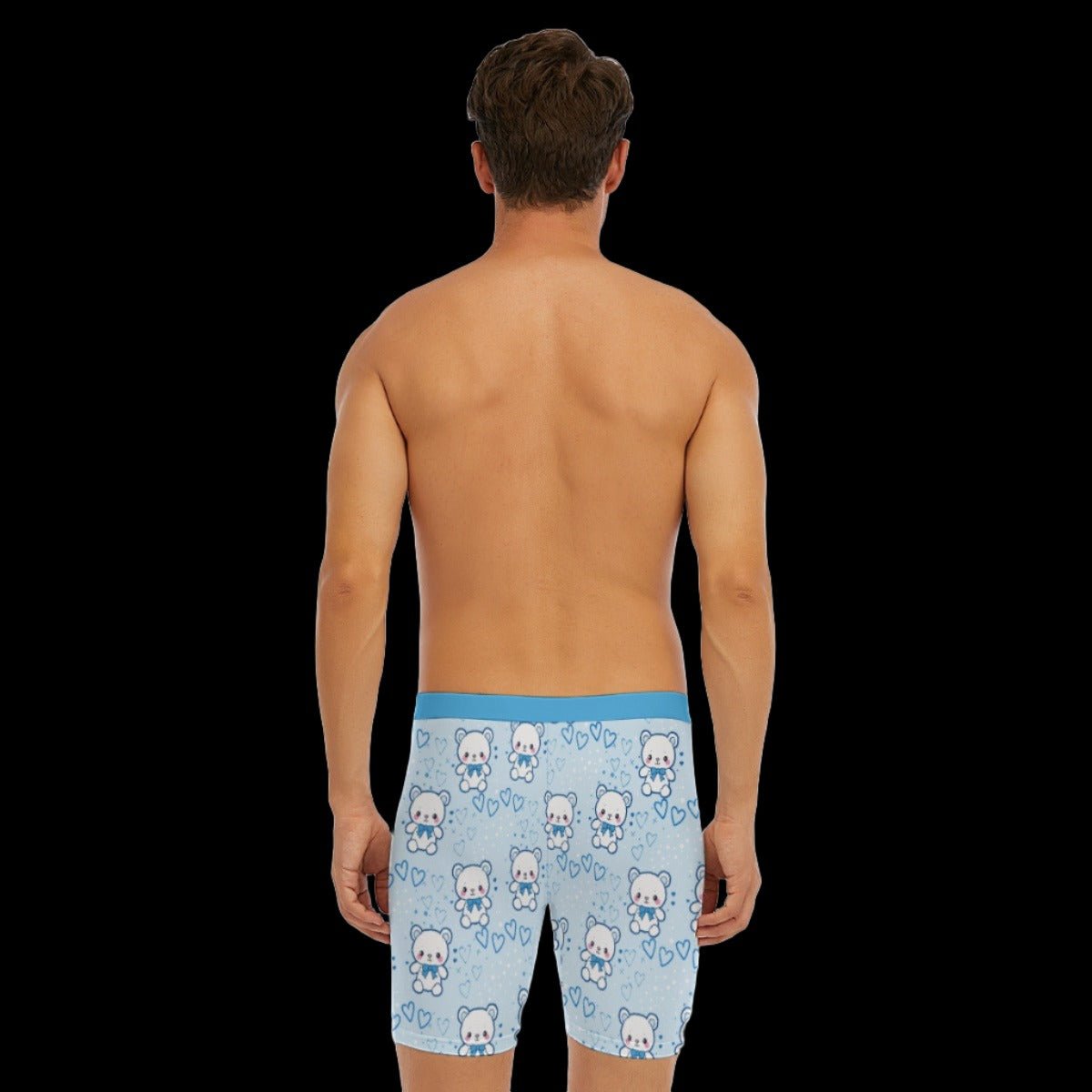 Pastel Blue Teddy Bear Men’s Long Boxer Briefs