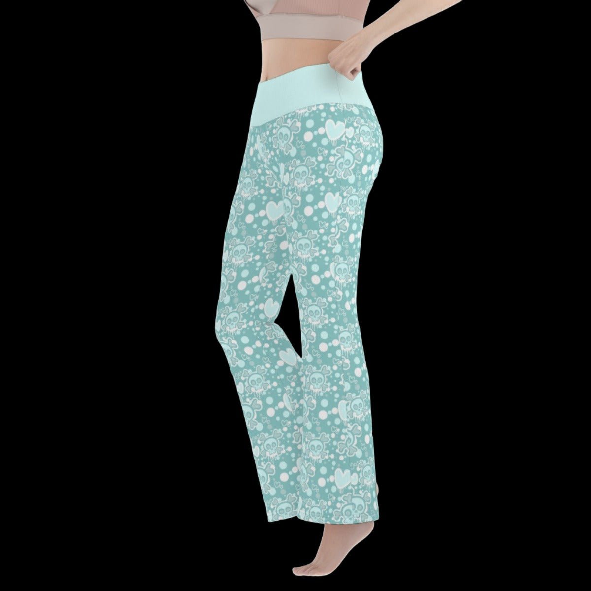 Pastel Goth Aqua Monochrome Women’s Flare Yoga Pants - yoga pants