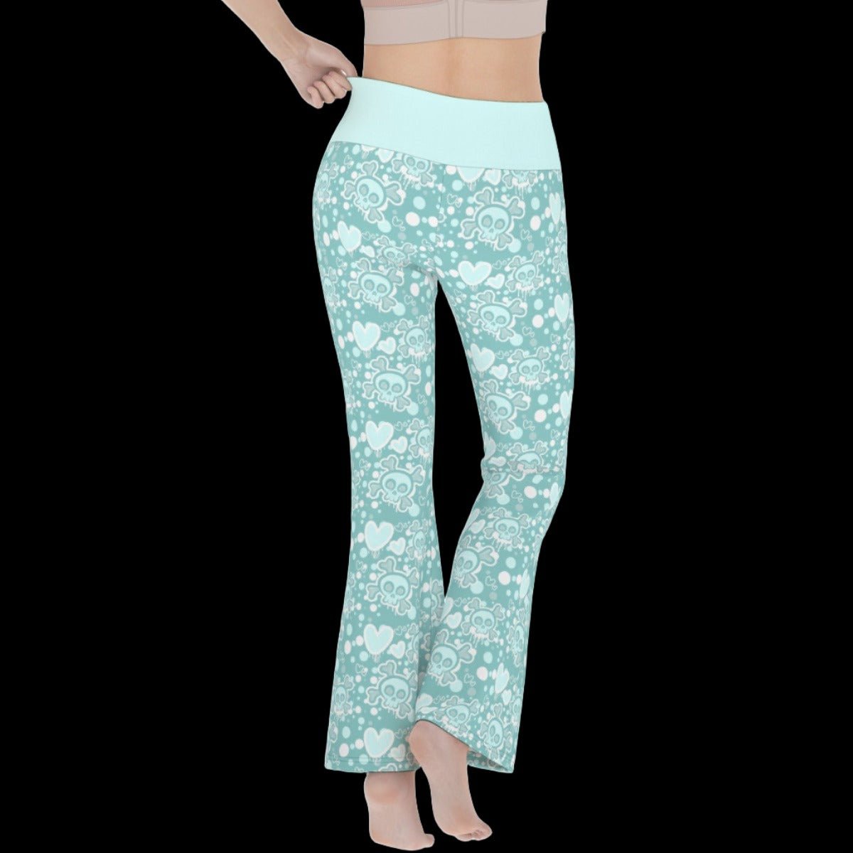 Pastel Goth Aqua Monochrome Women’s Flare Yoga Pants - yoga pants