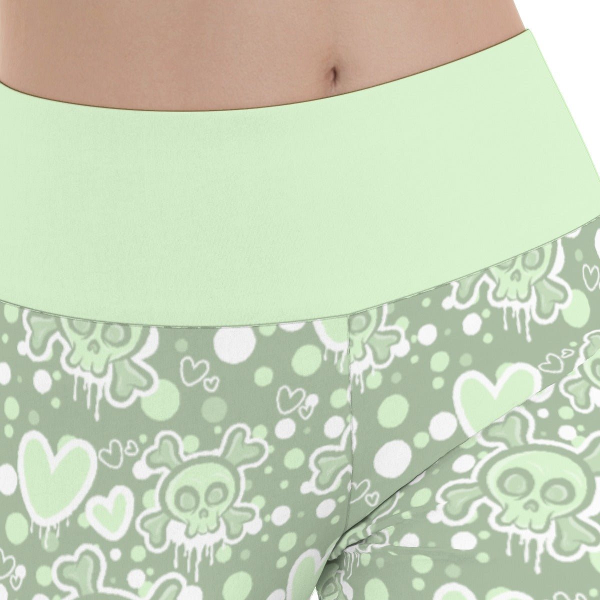 Pastel Goth Green Monochrome Women’s Flare Yoga Pants