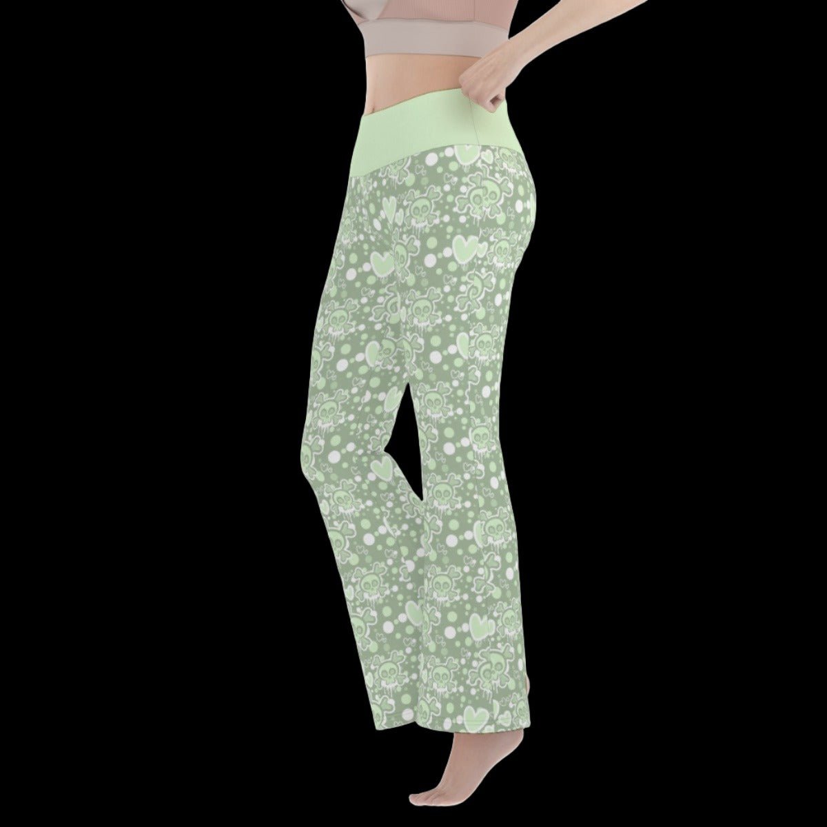 Pastel Goth Green Monochrome Women’s Flare Yoga Pants