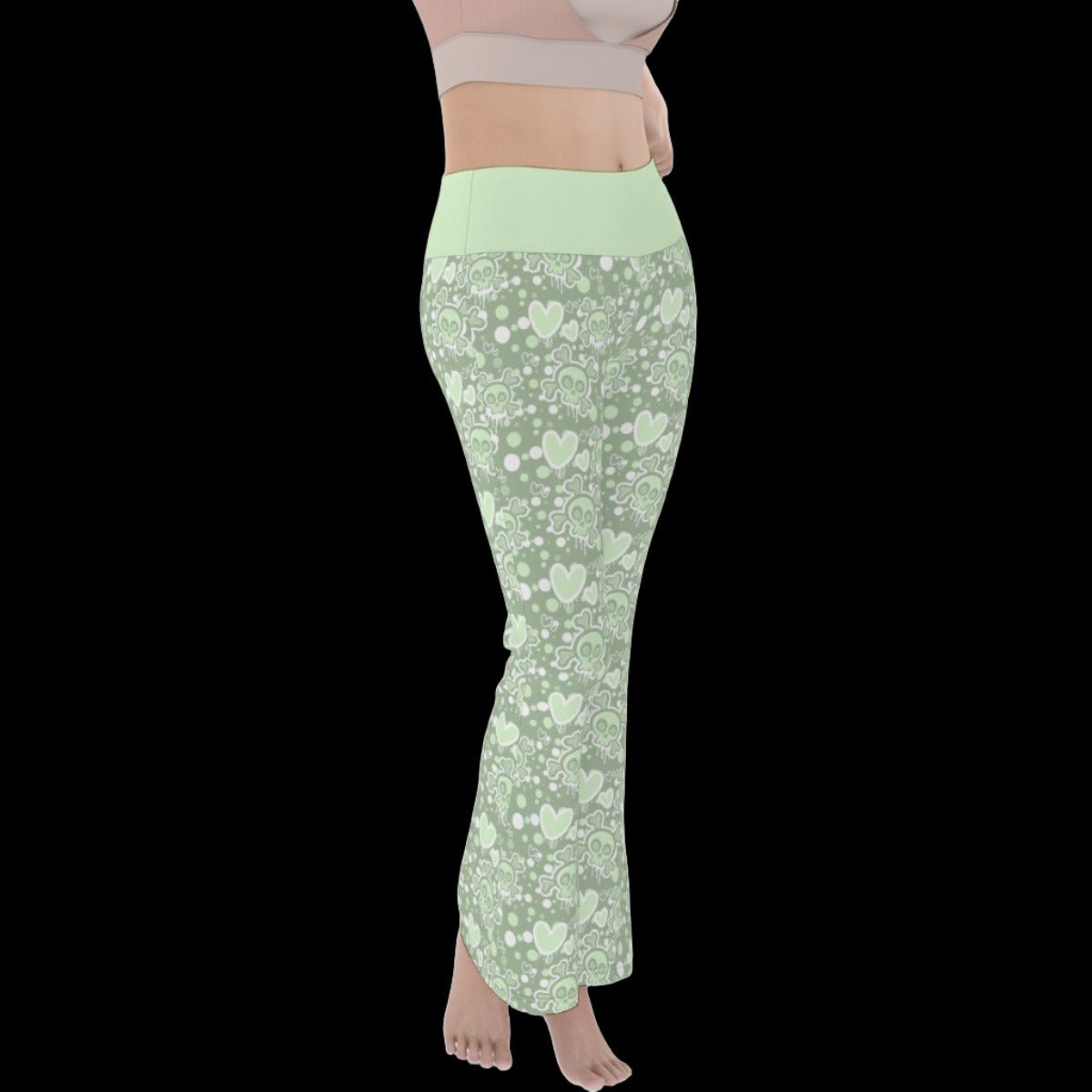 Pastel Goth Green Monochrome Women’s Flare Yoga Pants