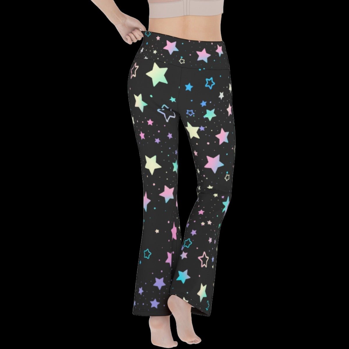 Pastel Starry Night Black Women’s Flare Yoga Pants - yoga pants
