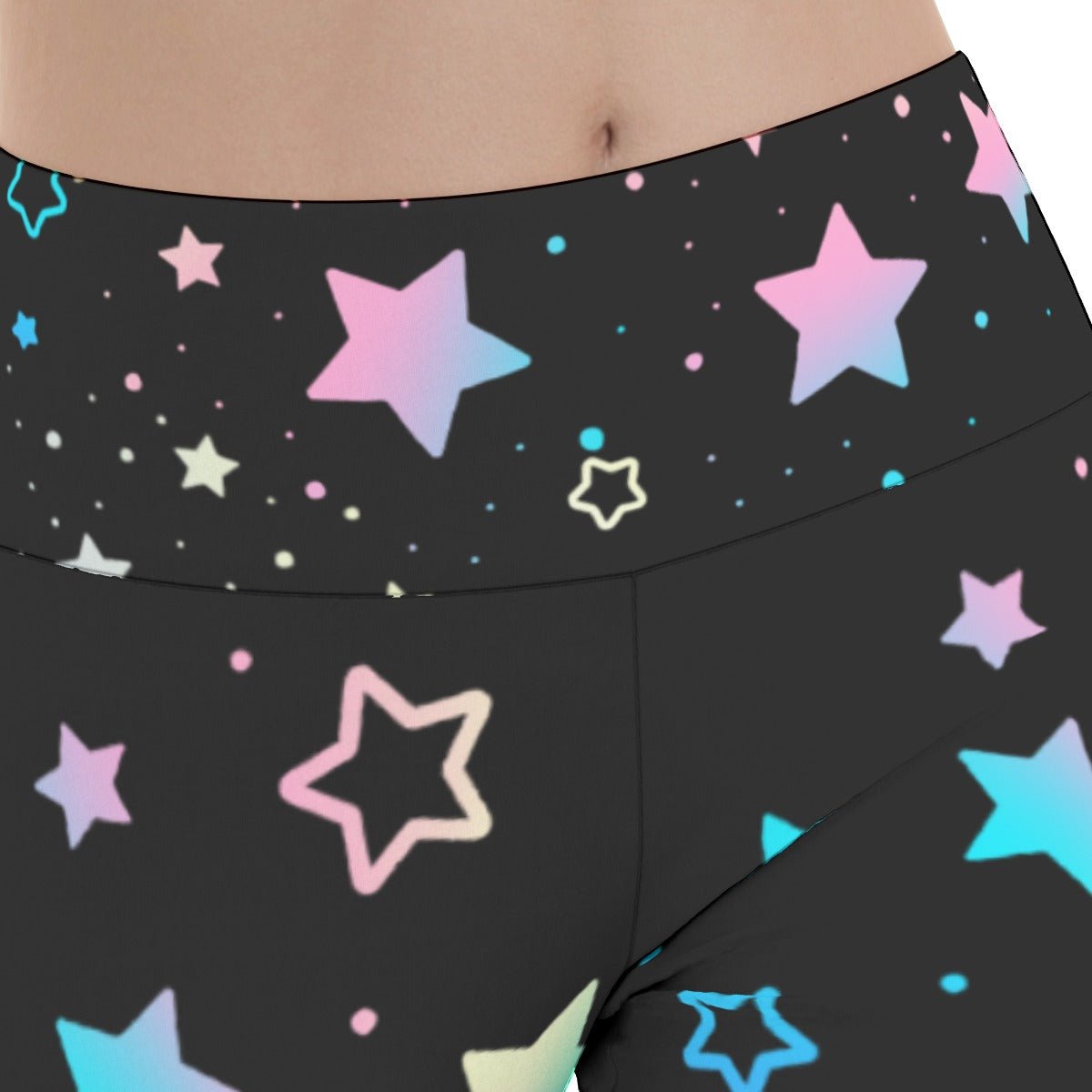 Pastel Starry Night Black Women’s Flare Yoga Pants - yoga pants