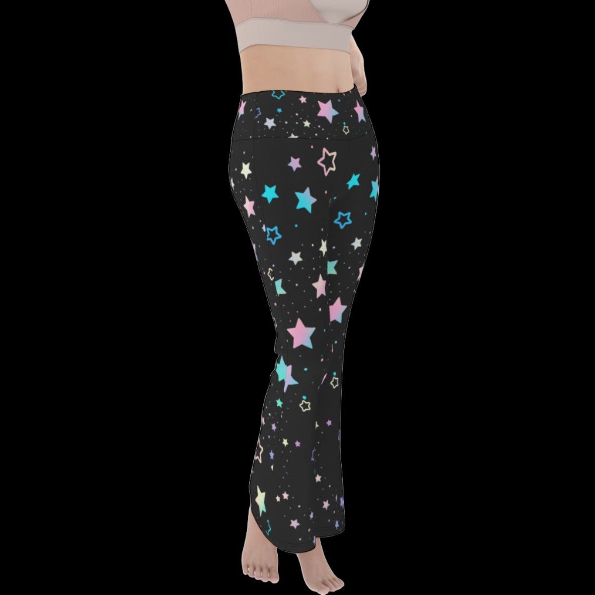 Pastel Starry Night Black Women’s Flare Yoga Pants - yoga pants