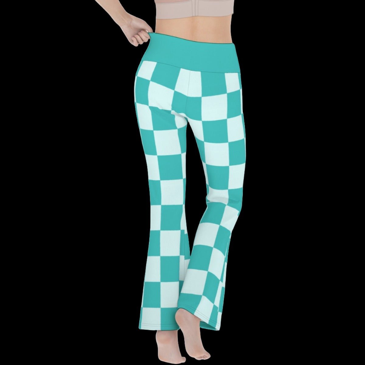 Teal Checkered Women’s Flare Yoga Pants