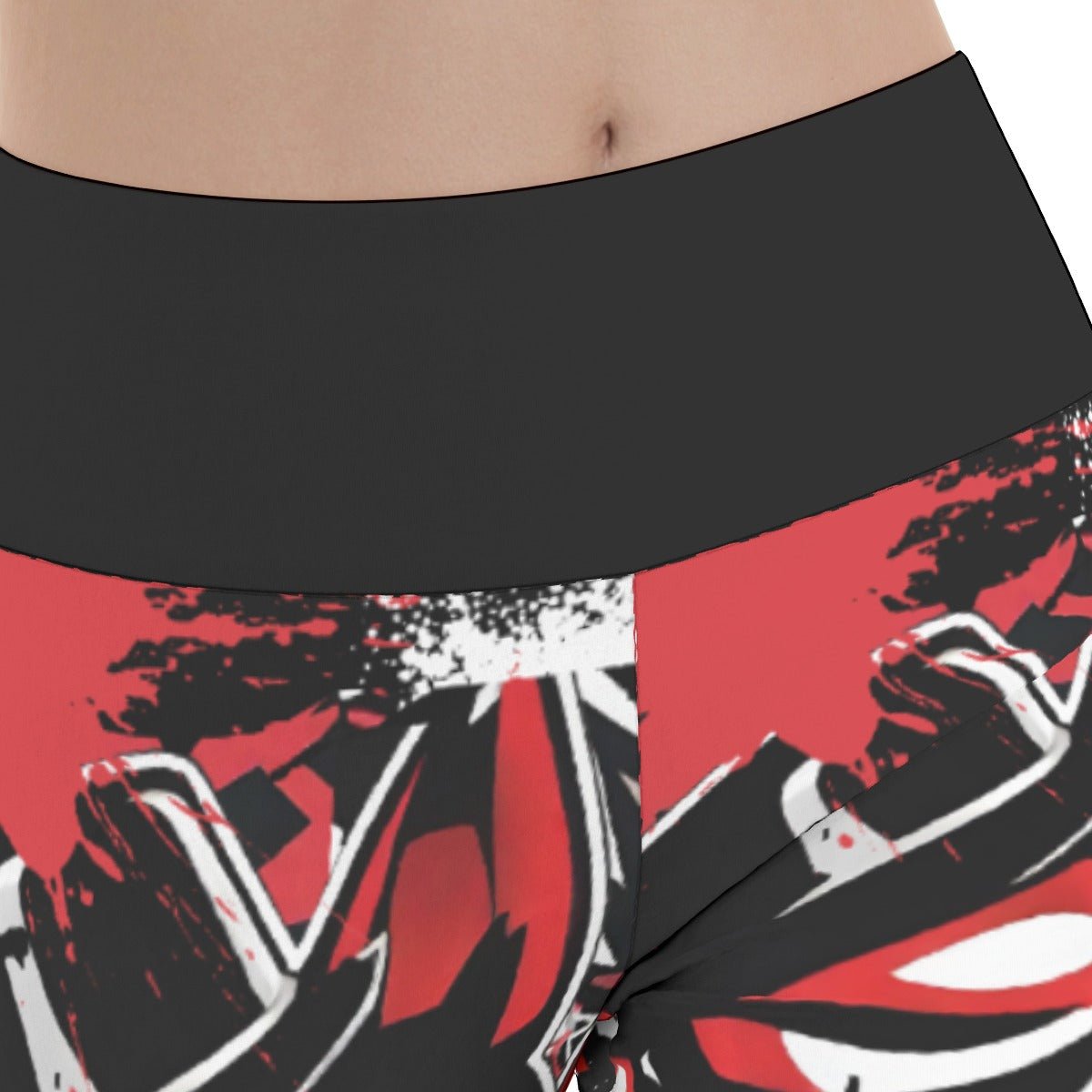 White & Red Alternative Punk Wolf Women’s Flare Yoga Pants