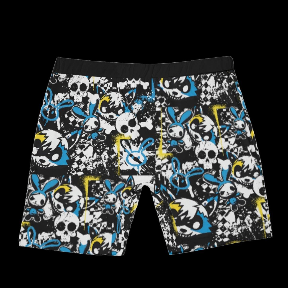 Yellow Blue Graffiti Wolf Bunny Men’s Long Boxer Briefs