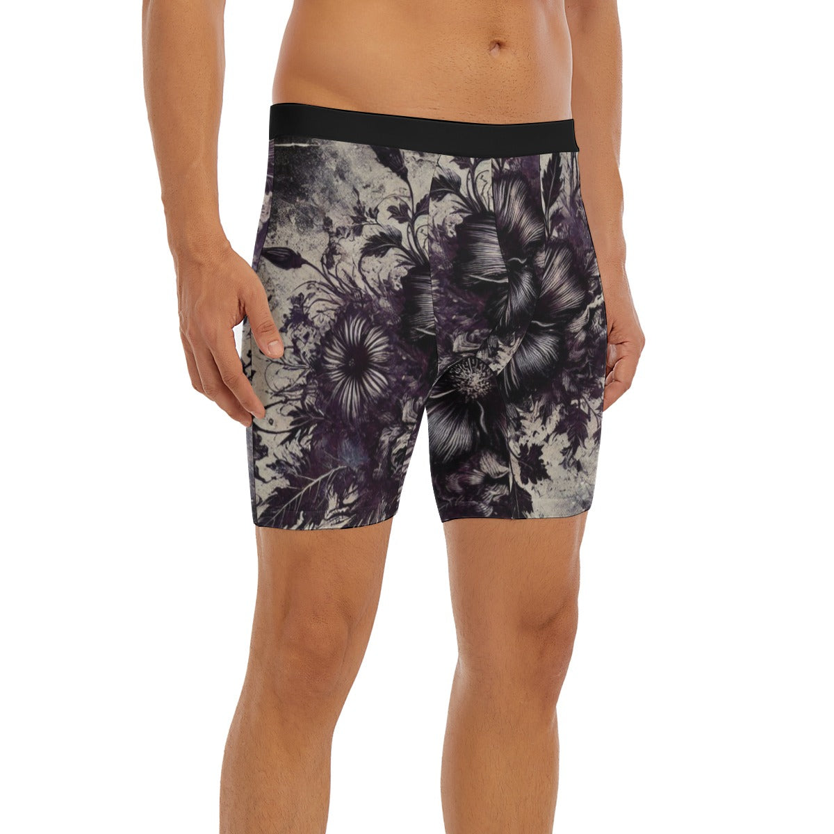 Grunge Floral Long Boxer Briefs For Adult