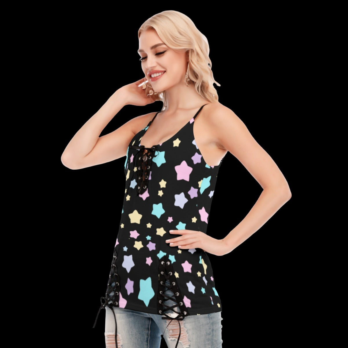 Pastel Stars Women’s Lace-up Cami