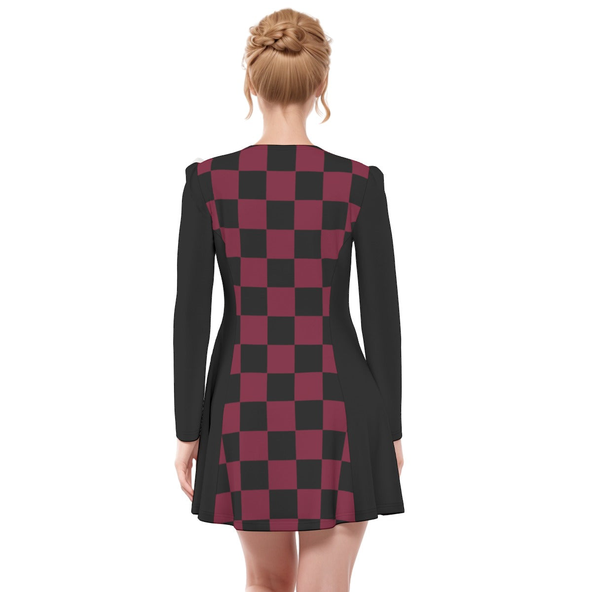 Checkered Dress - Wine