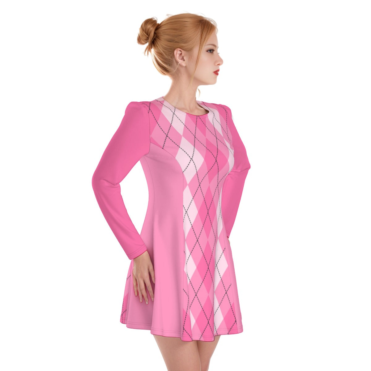 Pink Plaid Dress For Women